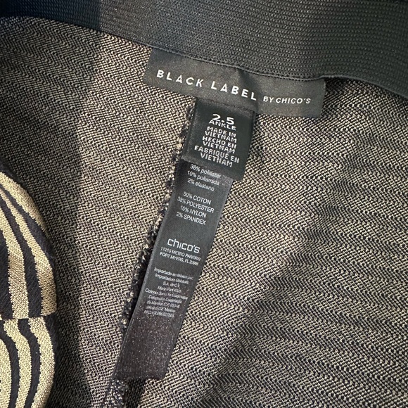 Chico’s 2.5 Black Label Slim Stripe Ankle Pants Black Gold women’s size 14 - Picture 6 of 9